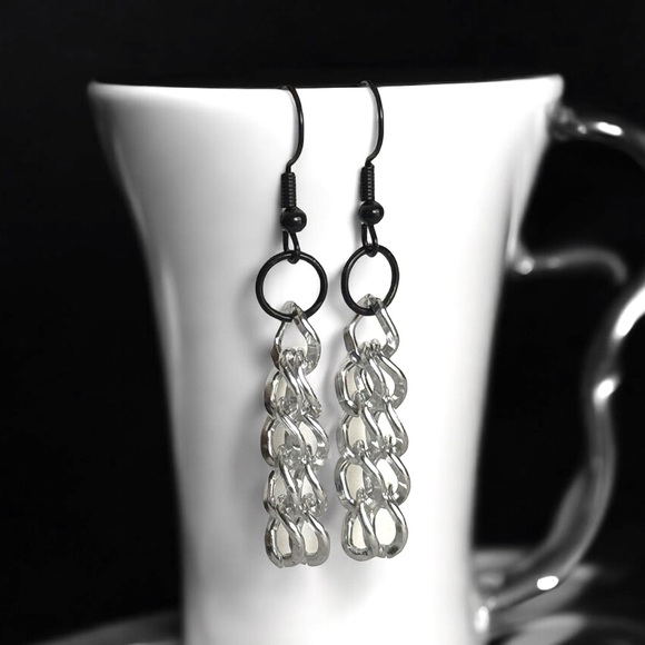 5 For $25💫Alternative Silver Chain Dangles Earrings - Picture 3 of 6